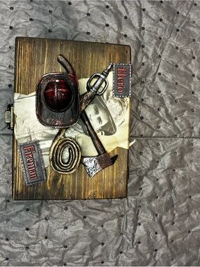 Men's Fireman-Themed Wooden Trinket Box Brown and Black #trinket #keepsake